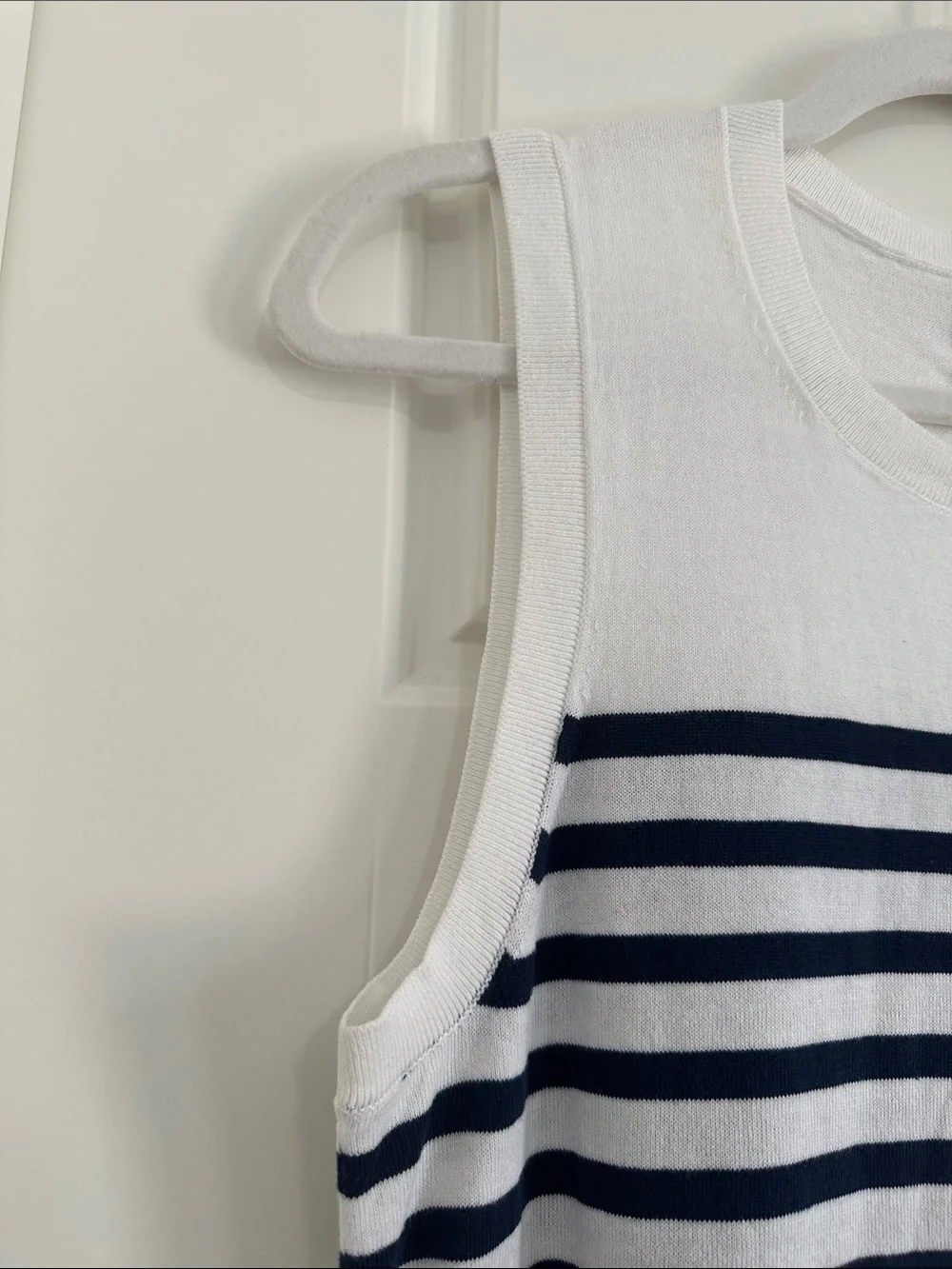 NWT J.Crew Navy White Striped Sleeveless Knit Tank Top Cotton Medium